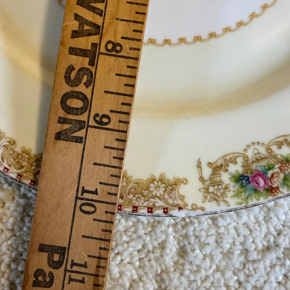 Antique Noritake Mystery Pattern China Plate‎ Occupied Japan Floral Gilded Rim